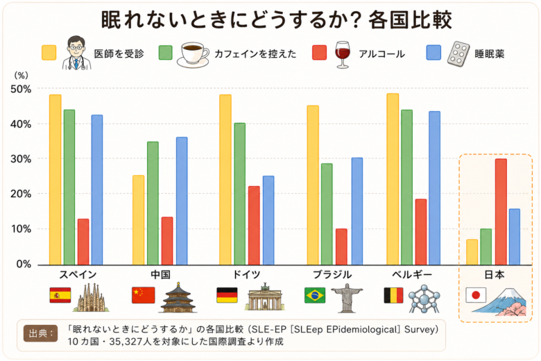 寝れない時にどうするか?各国比較